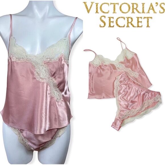 Victoria’s Secret Vintage 80s 90 Gold Label Satin Silky Cami Panty Set S M Retro - Picture 2 of 16